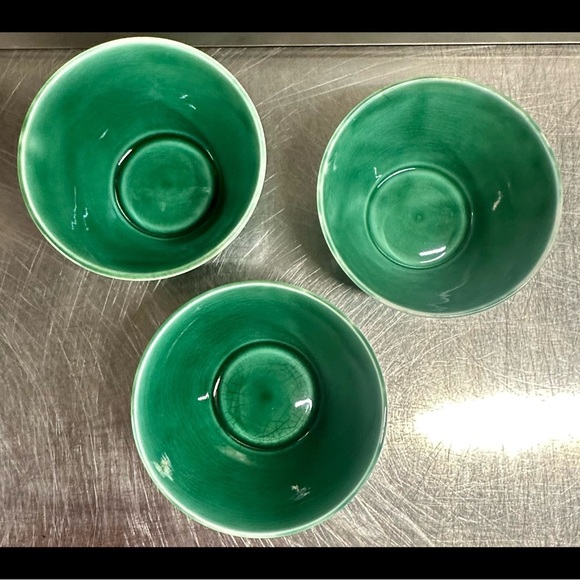 Set of 3 vintage green bowls 4 3/4” - Picture 2 of 6